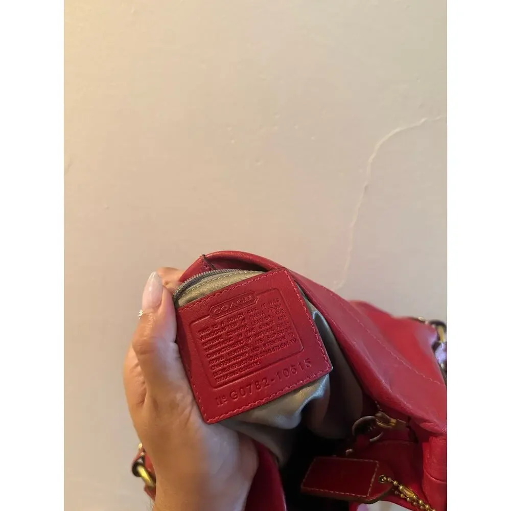 Coach 10615 Ergo Hobo Bag Red Leather Brass Hardware Y2K Hang Tag